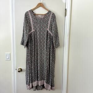 CB Positano Cotton Floral Block Printed Dress Sz L/XL